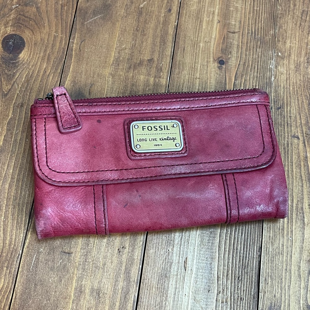 Fossil red leather wallet
